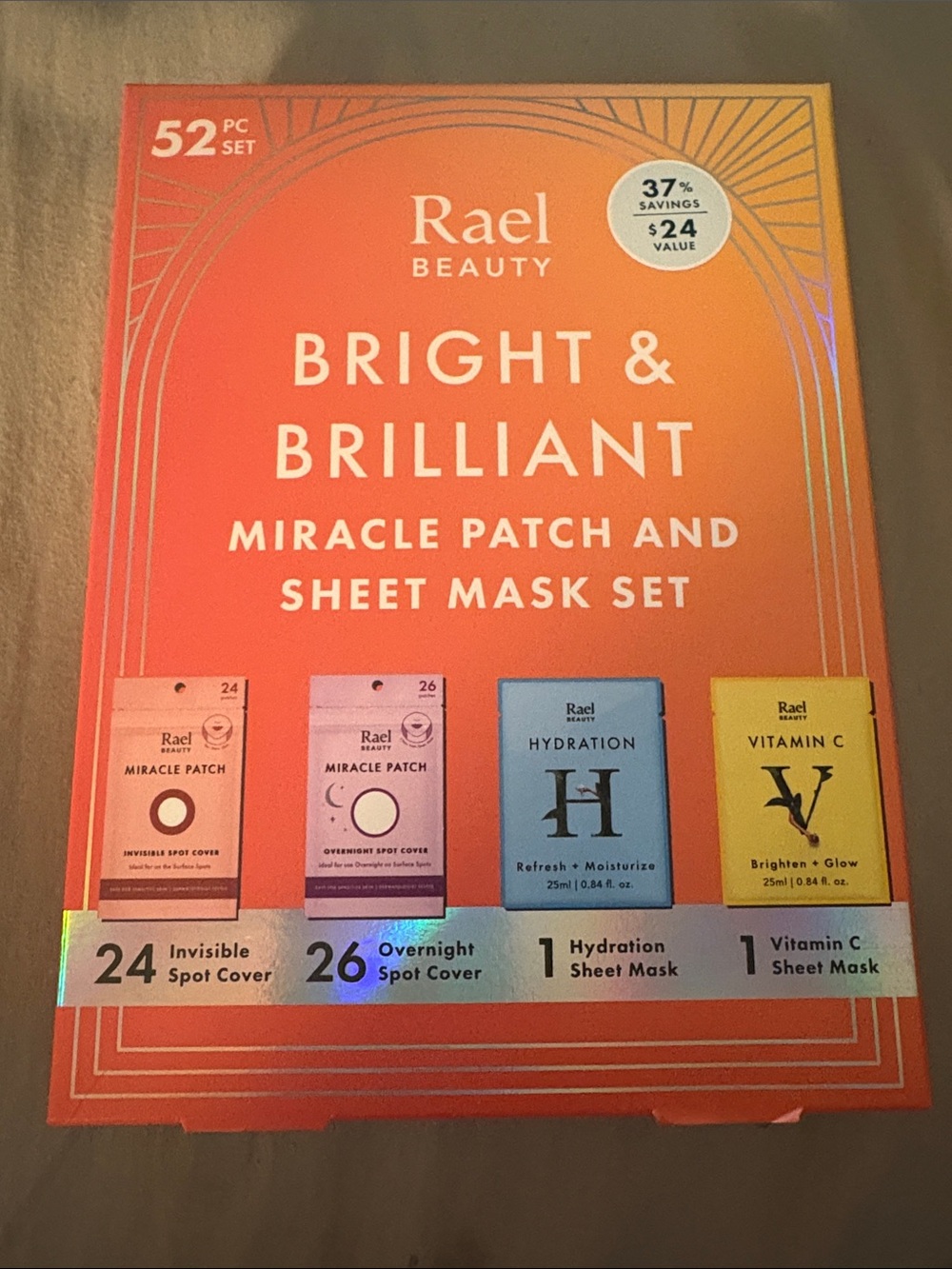 Rael Beauty Bright & Brilliant Miracle Patch & Sheet Mask Gift Set NIB